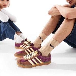 adidas Gazelle Sneakers in Purple, Brown & Cream